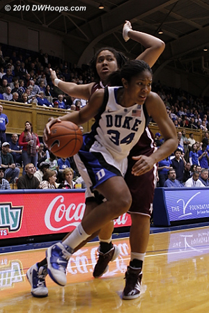 Krystal Thomas came out of the locker room to score on a baseline drive  - Duke Tags: #34 Krystal Thomas 
