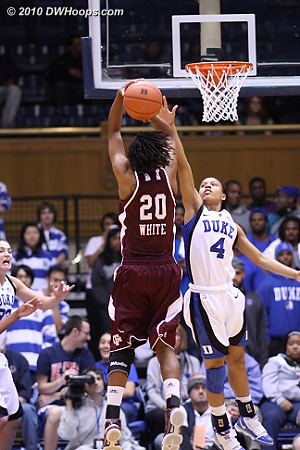 Chloe Wells is whistled for fouling Tyra White, who would miss both.  - Duke Tags: #4 Chloe Wells 