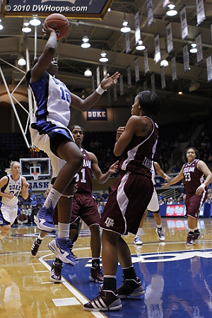First-time starter Chelsea Gray scores in the paint - it would be Duke's last lead for a long time  - Duke Tags: #12 Chelsea Gray 