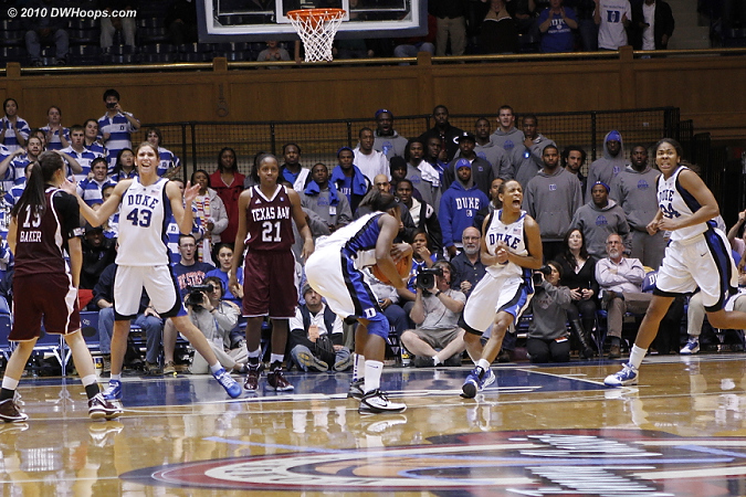 Celebration on the court for the Blue Devils, knocking off #7 Texas A&M.  