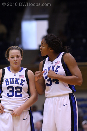 Senior Krystal Thomas has some guidance for Freshman Tricia Liston