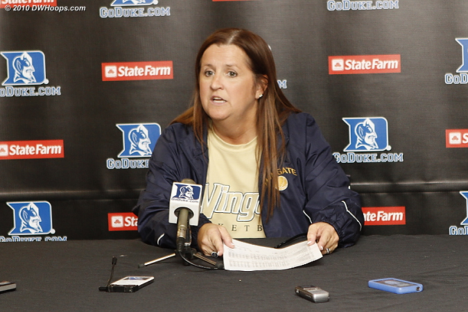 Wingate Head Coach Barbara Nelson in the media room: 