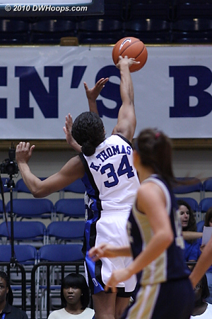 Thomas started things off by blocking Wingate's first two shots.  - Duke Tags: #34 Krystal Thomas 