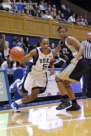 Jasmine sees a lane  - Duke Tags: #5 Jasmine Thomas 