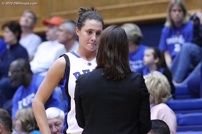 Coach P with some guidance for Haley Peters