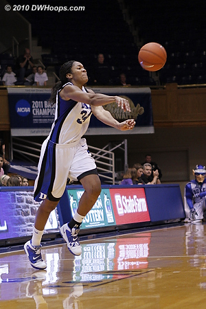 Krystal gives it up on the break  - Duke Tags: #34 Krystal Thomas 