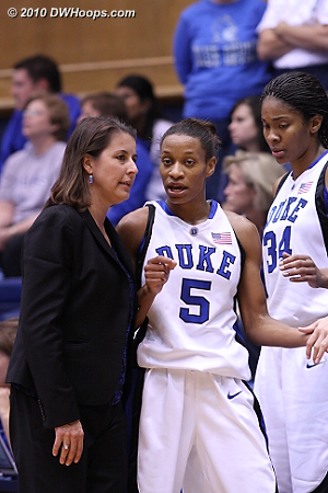 An interesting convo as Jas comes off the floor.  - Duke Tags: #5 Jasmine Thomas, Joanne P. McCallie 