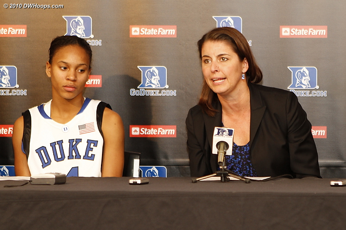 Coach P answers one of Rob Clough's questions.  - Duke Tags: #4 Chloe Wells, Joanne P. McCallie 