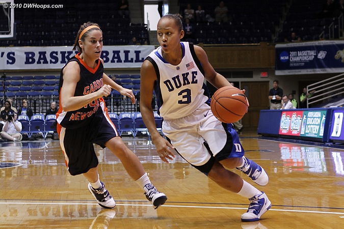 Shay had a tough start from the floor (0-4) but contributed in other ways.  Here she is driving on Katlin Moore.  - Duke Tags: #3 Shay Selby 