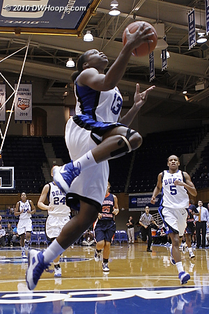 Karima soars to the goal to finish the break  - Duke Tags: #13 Karima Christmas 