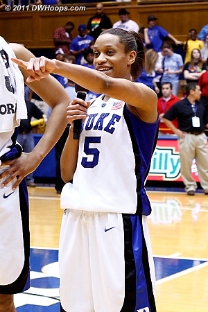Jas thanks the fans for their support  - Duke Tags: #5 Jasmine Thomas 