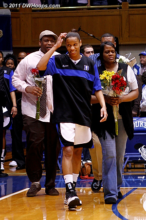 Jasmine and her parents  - Duke Tags: #5 Jasmine Thomas 
