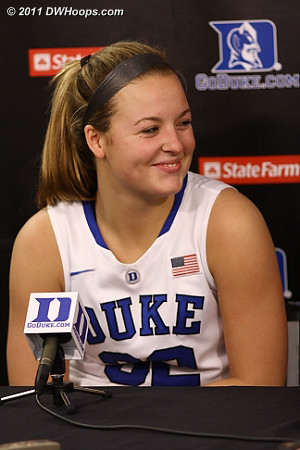 A happy Tricia Liston in the media room