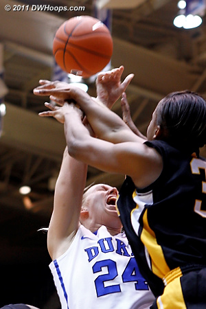 Battle for a rebound  - Duke Tags: #24 Kathleen Scheer 
