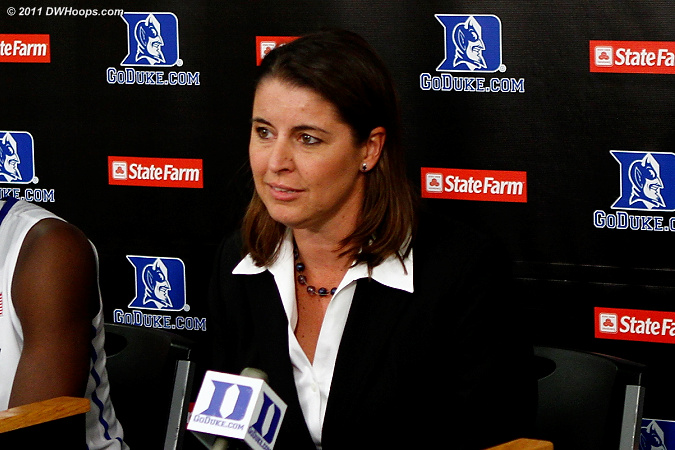 Coach P in the media room  - Duke Tags: Joanne P. McCallie 