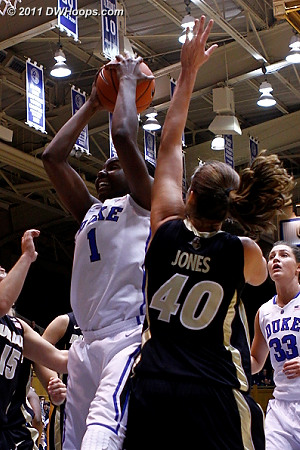 Elizabeth Williams grabs one of her game-high 17 rebounds.  - Duke Tags: #1 Elizabeth Williams 