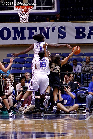 One of Elizabeth Williams four blocked shots  - Duke Tags: #1 Elizabeth Williams 
