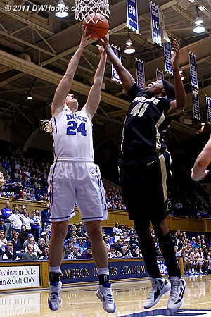 Scheer and Alex Guyton (41) battle for a rebound  - Duke Tags: #24 Kathleen Scheer 