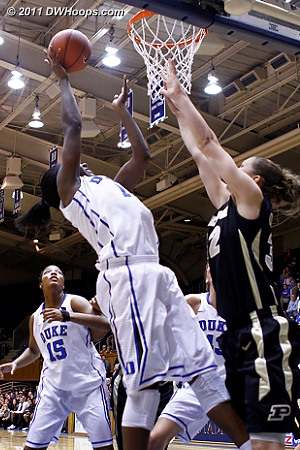 An awkward attempt from Williams who seemed to be rushing her shot  - Duke Tags: #1 Elizabeth Williams 