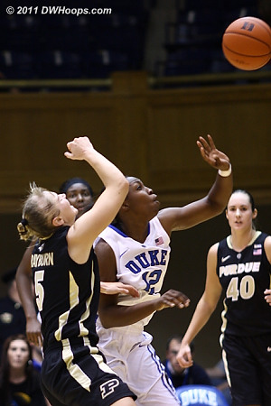 Chelsea Gray knocks the ball away from Brittany Rayburn (5)  - Duke Tags: #12 Chelsea Gray 