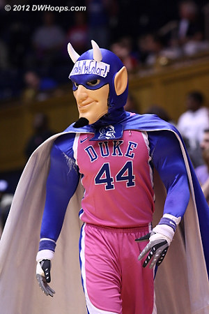 The Blue Devil had his pink on for Play4Kay, benefiting the Kay Yow Foundation.  