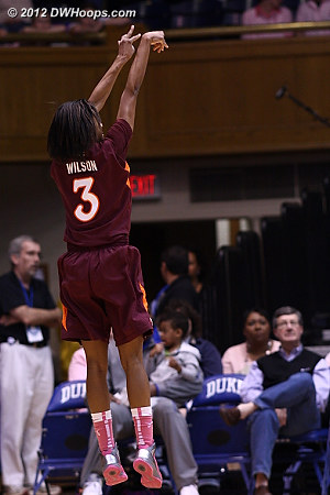Another hit from distance as Tech leads 11-9  - VT Players: #3 Aerial Wilson 