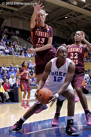 DWHoops Photo  - Duke Tags: #12 Chelsea Gray - VT Players: #13 Alyssa Fenyn, #22 Porschia Hadley 