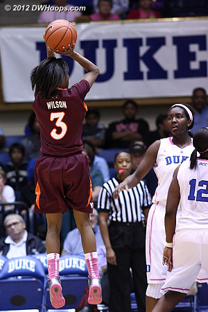 Wilson's shooting cooled off, she finished the first half 6-15 including three consecutive misses from distance.  - VT Players: #3 Aerial Wilson 