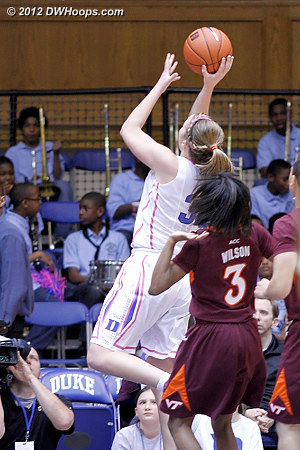Tricia crashed the boards to rebound her missed trey and stuck it back for two  - Duke Tags: #32 Tricia Liston 
