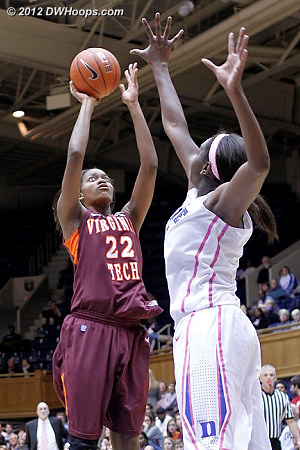 DWHoops Photo  - Duke Tags: #1 Elizabeth Williams - VT Players: #22 Porschia Hadley 