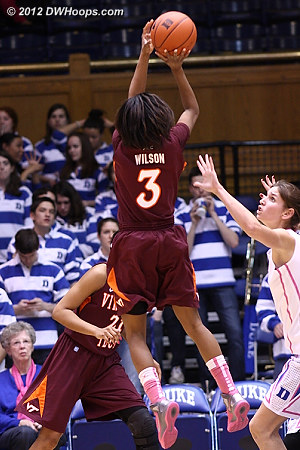 Wilson missed, but Tech eventually would find the basket to cut Duke lead to five  - VT Players: #3 Aerial Wilson 