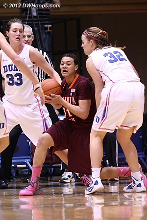 The Duke defense tightens up  - Duke Tags: #32 Tricia Liston, #33 Haley Peters - VT Players: #31 Monet Tellier 