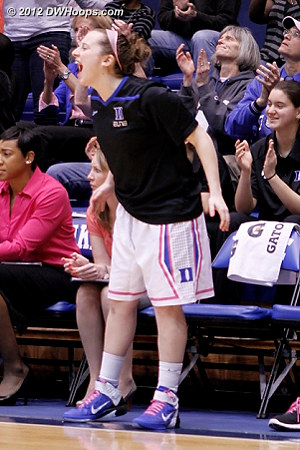 Jenna Frush cheers the Liston trey  - Duke Tags: #35 Jenna Frush 