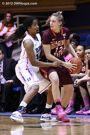 DWHoops Photo  - Duke Tags: #14 Ka'lia Johnson - VT Players: #12 Rachel Nichols 