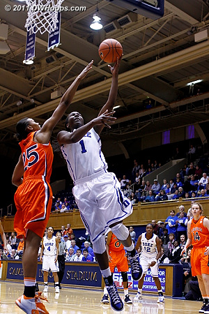 Elizabeth Williams shoots over Jassany Williams (25)