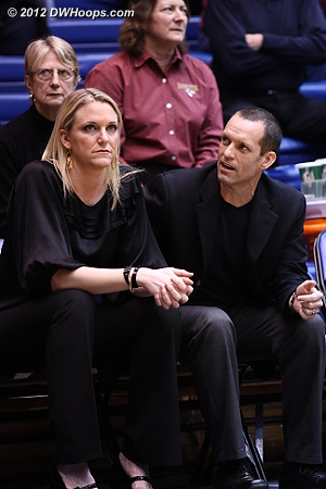 Former FSU star Brooke Wyckhoff is a first year assistant for FSU, she's flanked by ninth year assistant Lance White  