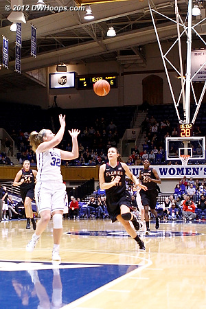 Tricia Liston on the break, about to receive a perfect Richa Jackson pass  - Duke Tags: #32 Tricia Liston 