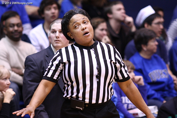 Bonita Spence responds to Sue Semrau after Bravard's quick second foul.  