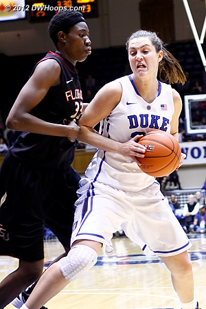 Natasha Howard (33) guards Haley Peters  - Duke Tags: #33 Haley Peters 