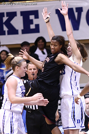 With 5 seconds left in the half, Tricia Liston forces a Chelsea Davis turnover  - Duke Tags: #32 Tricia Liston 