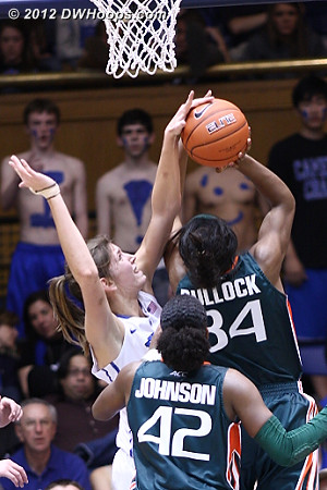 Foul on Vernerey - the Bullock free throws cut Duke's once double digit lead to three points.