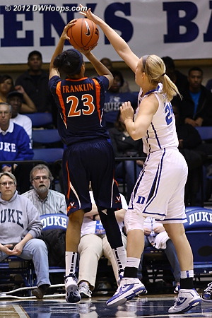 Kathleen Scheer blocks Ataira Franklin's shot