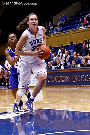 Haley Peters sees a clear lane to the basket and aggressively drives