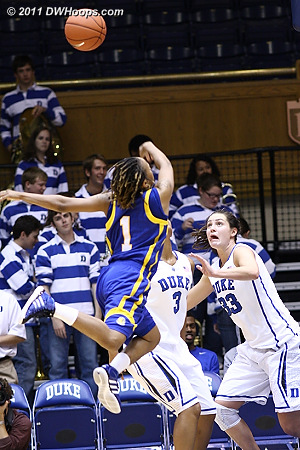 Brittni Johnson (1) caught in mid-air  