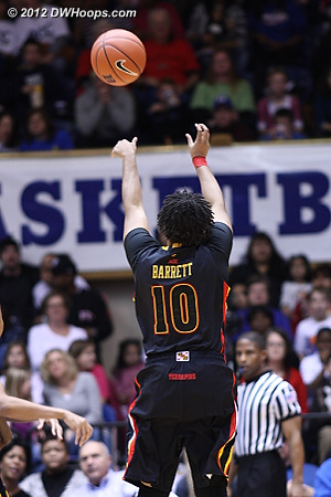 Anjale Barrett opened scoring by hitting an open three on Maryland's first possession.  She finished 1-4 from distance.  