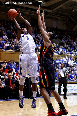 Elizabeth Williams stymied by Alicia DeVaughn  - Duke Tags: #1 Elizabeth Williams 
