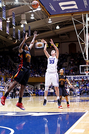 Haley Peters is on fire, hitting a free throw line jumper for a 29-26 Duke lead  - Duke Tags: #33 Haley Peters 