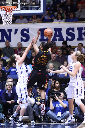 Alyssa Thomas scores over Haley Peters to cut the Terp deficit back to one  