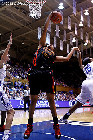 Tianna Hawkins pulls in an offensive rebound  