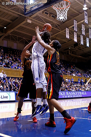 Another extremely tough shot by Williams, predictably a miss  - Duke Tags: #1 Elizabeth Williams 